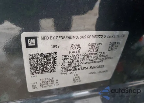 2020 Chevrolet Blazer 2Lt z USA, uszkodzony, nr VIN 3GNKBHRS5LS569551